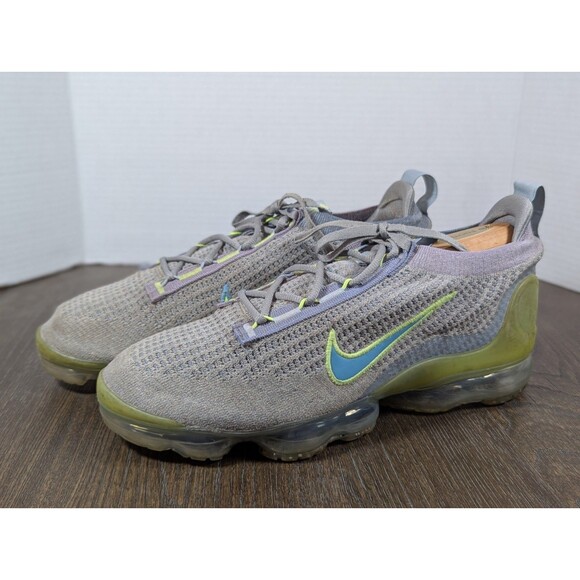 Nike Air Vapormax DH4084-003 Running Sneaker Shoes Mens 9 Gray Neon Green Knit - Picture 1 of 16
